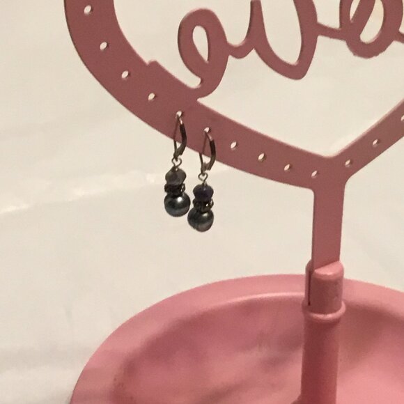 Vintage & gorgeous sterling silver Tahitian pearl clip on earrings - Picture 8 of 15